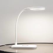 Lindby LED-bordslampa Siona, vit, CCT, dimbar, laddningsstation