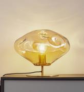 Lindby bordslampa Lelia, bärnsten, glas, metall, Ø 35 cm