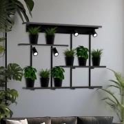 Luminex Vägglampa Shelf, svart, bredd 102 cm, trä, 4 lampor.