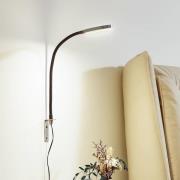 Lindby LED-läslampa Flexola, nickel, rund, metall, stickpropp