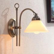 Lindby vägglampa Otis, antik mässing, glas, 27 cm, E14