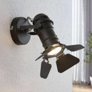Lindby vägglampa Tilen, 1 lampa, svart, metall, höjd 21cm