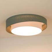 Duolla LED-taklampa Luneta, salvia/vit, Ø 60 cm, 3-stegs dimbar