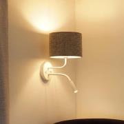 Duolla Vägglampa Roller, bouclé grå, vit, med läslampa