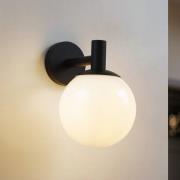 Lindby utomhusvägglampa Dangan, vit, glas, Ø 20 cm, IP44
