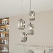 EMIBIG LIGHTING Verdi pendellampa, Ø 30 cm, svart/rökgrå, glas, 4 lamp...