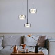 Globo Belinda LED-hänglampa, Ø 40 cm, rökgrå, 3 lampor, glas