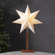 STAR TRADING Karo bordslampa, vit, 55 cm, papper, akaciaträ, stjärna