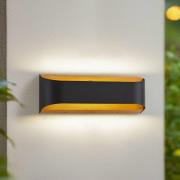 Lindby LED-utomhusvägglampa Lenore, svart, metall, 36,5 cm