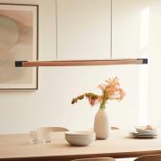Quitani LED-hängande lampa Kiera, ek/svart, 98 cm