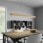 Quitani LED-hängande lampa Alin, längd 98 cm, naturlig ek