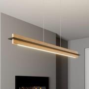 Quitani LED-pendellampa Lexa, ek/svart, längd 118 cm