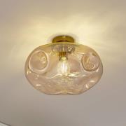 Lindby taklampa Lelia, bärnsten, glas, Ø 35 cm