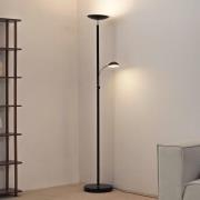 Lindby LED-uplight-golvlampa Malea, 180 cm, svart, läsarm