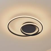 Lindby LED-taklampa Kyron, svart, aluminium, dimbar, Ø45cm