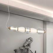 Viokef LED-pendellampa Shiny, längd 83 cm, klar/vit, glas