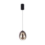 Viokef LED-hänglampa Melanie, Ø 16 cm, rökgrå/svart, glas