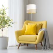 Maco Design Golvlampa Susan, vit/beige/guld