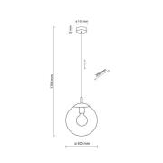 TK Lighting Esme hänglampa, Ø 30 cm, rökgrå, glas, klot, E27