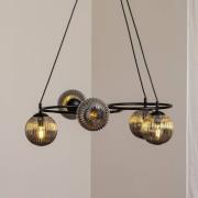 EMIBIG LIGHTING Libra vardagsrumslampa, rökgrå/svart, Ø 70 cm, 5 lampo...