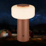 Briloner LED-bordslampa med batteri Juna, brun, IP44, dimbar, 20 cm