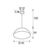 SLV hänglampa Forchini M, 40 cm, svart/guldfärgad, metall