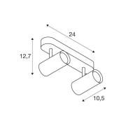 SLV LED-takspotlight Noblo, svart, 2 700 K, längd 24 cm