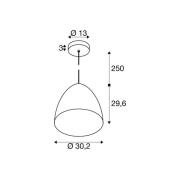 SLV hänglampa Para Cone, Ø 20 cm, svart/guldfärgad
