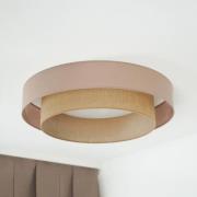 Duolla LED-taklampa Luneta, jute, brun, Ø 60 cm, dimbar