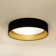 Duolla LED-taklampa Plafond, sammet, svart/guld, Ø 45 cm, dimbar