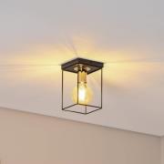 SIGMA Taklampa Vox, svart/guld, kantig, 1 lampa, stål