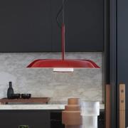Oluce LED-hänglampa Iride, Ø 85 cm, röd, metall, glas