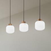 Lamkur Lighting Harmony hänglampa, längd 110 cm, opalglas ek trä 3 lam...