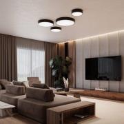 TEMAR LIGHTING Cleo 200 taklampa, svart, sensor, IP20, Ø 20 cm, E27