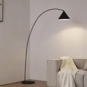 Lindby båglampa Triangolo, svart, höjd 195 cm, metall E27