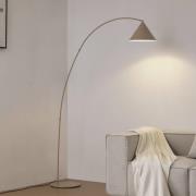 Lindby båglampa Triangolo, beige, höjd 195 cm, metall, E27