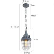 Steinhauer Hänglampa Ebbe, grå, metall, glas, E27