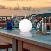 FH Lighting LED-utomhuslampa Dabus, Ø 25 cm, kula, vit, akryl