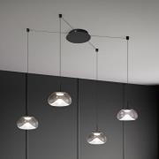 Fabas Luce LED-hänglampa Brena, 4 lampor, klar, glas, CCT, dimbar