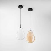 Fabas Luce LED-hänglampa Noa, bärnsten, glas, Ø 25 cm, CCT, dimbar