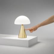 Fabas Luce LED-bordslampa Blip, mässing/vit, glas, CCT, touchdimmer
