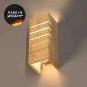 FISCHER & HONSEL Vägglampa Shine-Wood, bredd 10 cm, E14, ek/vit, trä