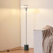 Lindby golvlampa Branford, 130 cm vit/grön, opalglas/marmor