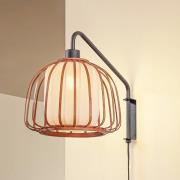 Lindby vägglampa Davella, Ø 26 cm, svart, bambu, textil