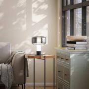 Fabas Luce Bordslampa Flick, rökgrå, glas, 28 cm, dimbar, E14