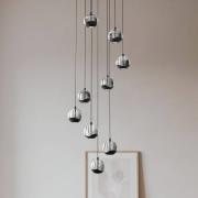 Lucande LED-hänglampa Hayley, svart, 9 lampor, glas