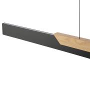 Brilliant LED-hänglampa Arcus, svart/brun Längd 121 cm Metall/trä
