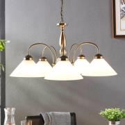 Lindby pendellampa Otis, Ø 68 cm, 5 lampor, vit, glas, E27