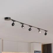 Lindby Lumaro skensystem, spotlights,5 lampor,svart,Ø6cm,48V,dimbar