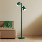 Lindby golvlampa Isara, grön, 165 cm, 2 lampor, metall, E27